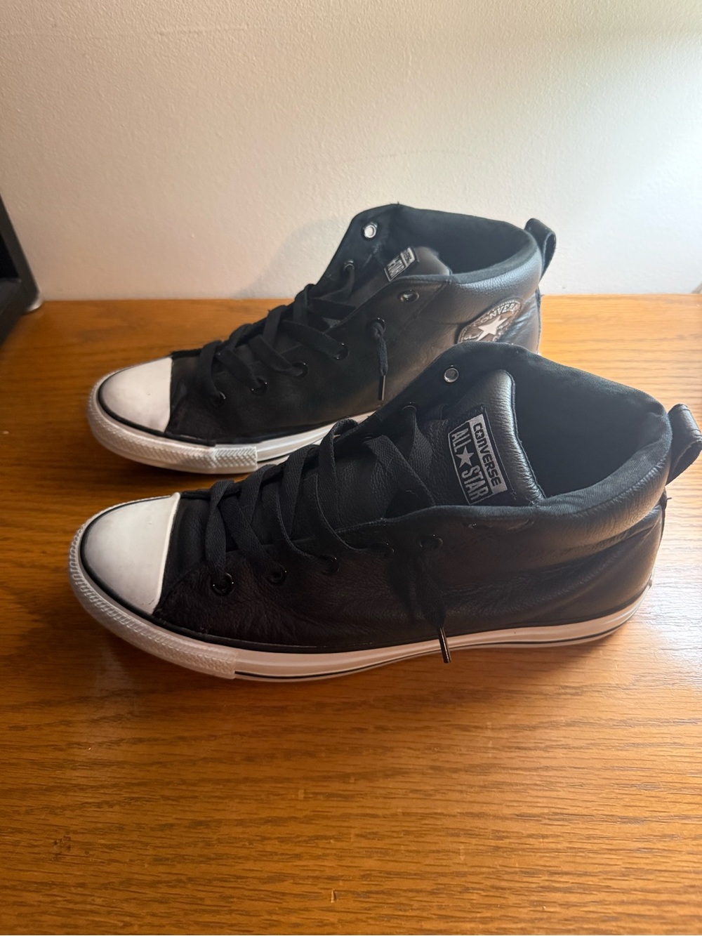 Converse Men’s Black Leather Sneakers - Picture 3 of 6